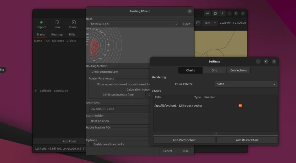 GWeatherRouting settings