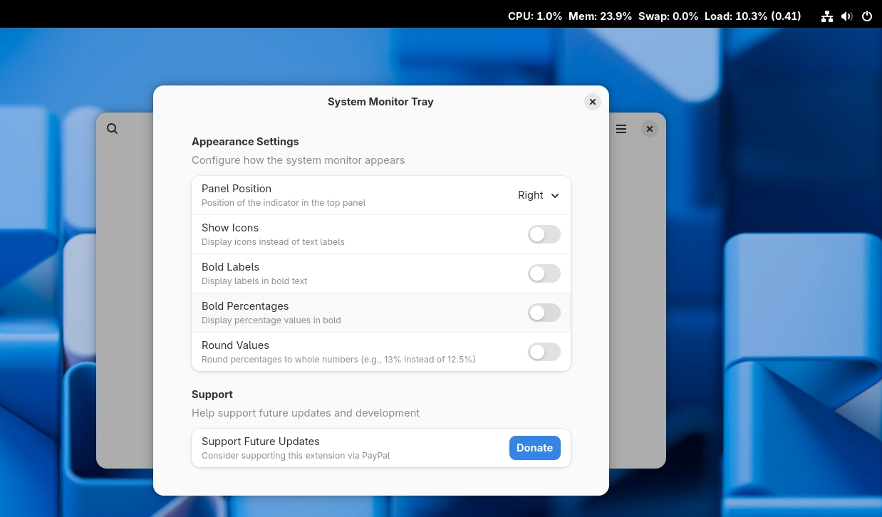 System Monitor Tray GNOME