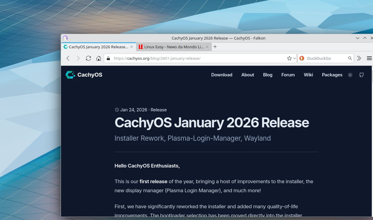 cachy os gennaio 2026