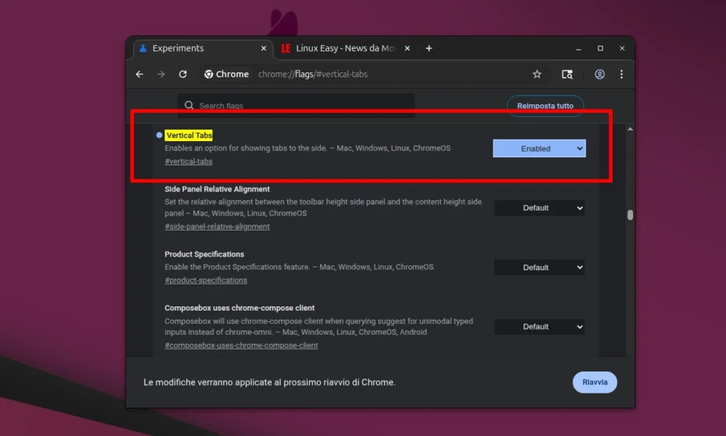 chrome vertical tabs settings