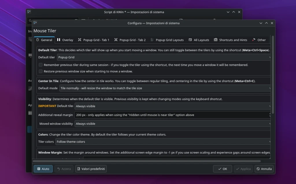 Mouse Tiler Settings