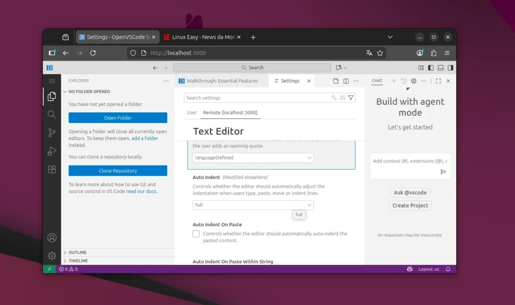 OpenVSCode Server Settings