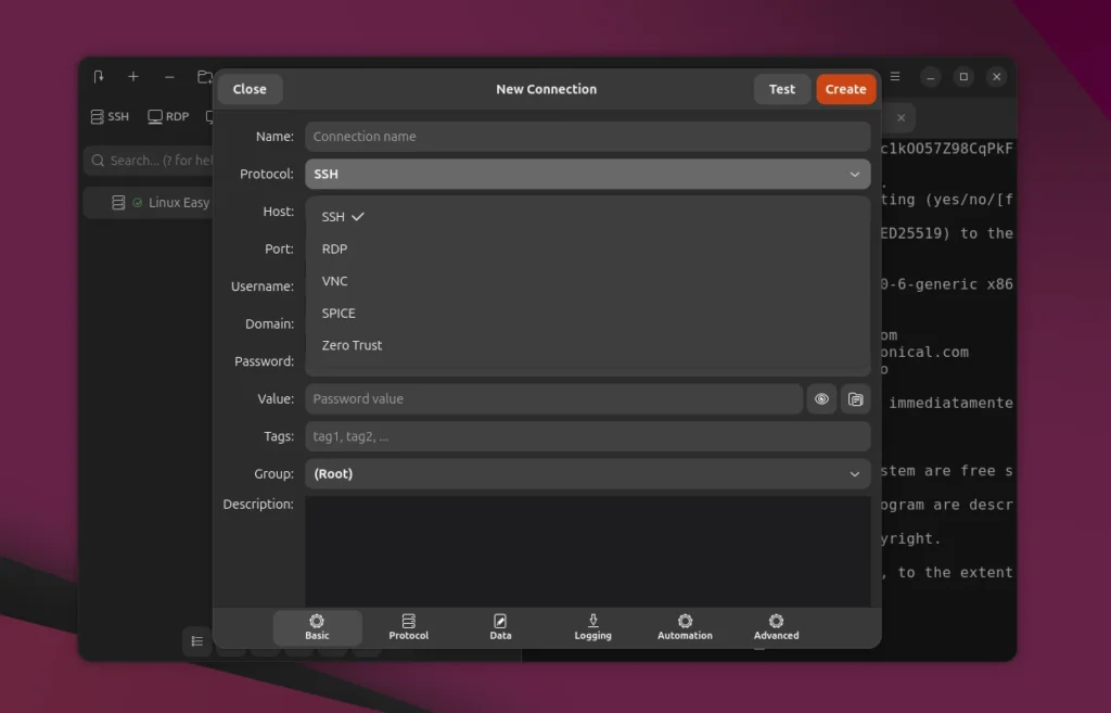 RustConn settings connections