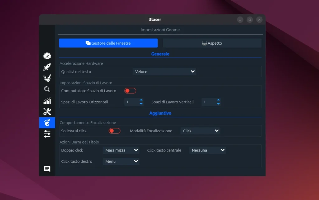Stacer settings gnome