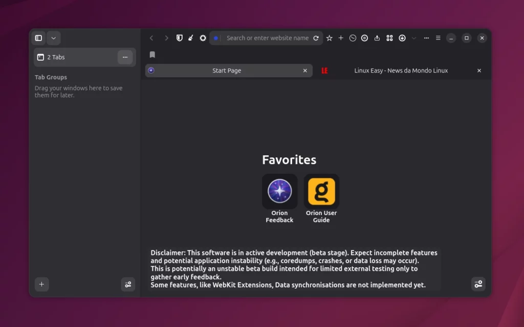 Orion Browser Linux