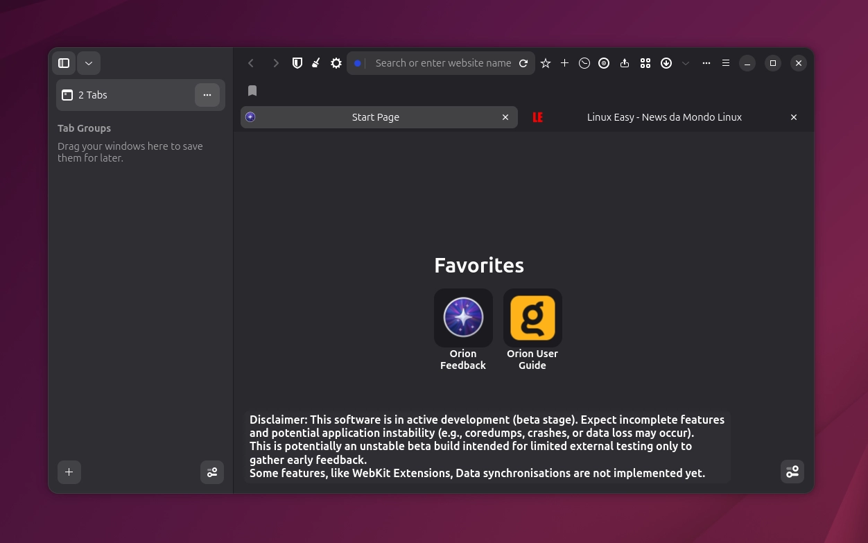 Orion Browser Linux