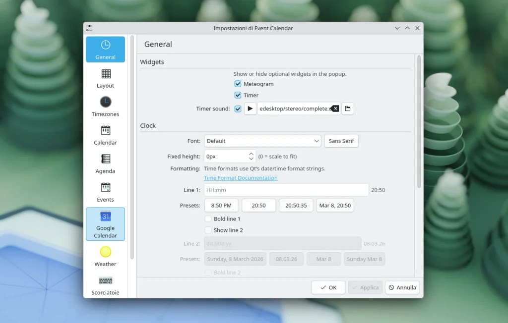 Plasma 6 Event Calendar Settings