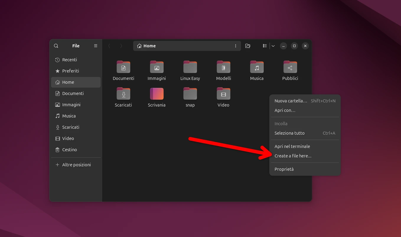 ubuntu right click file