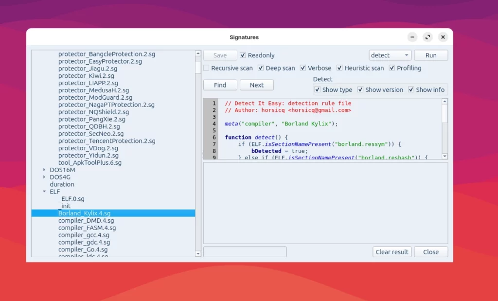 Detect It Easy Signatures