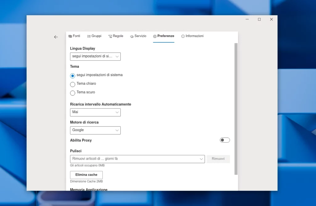 Fluent Reader Settings