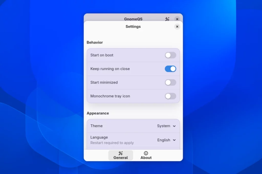 GnomeQS Settings