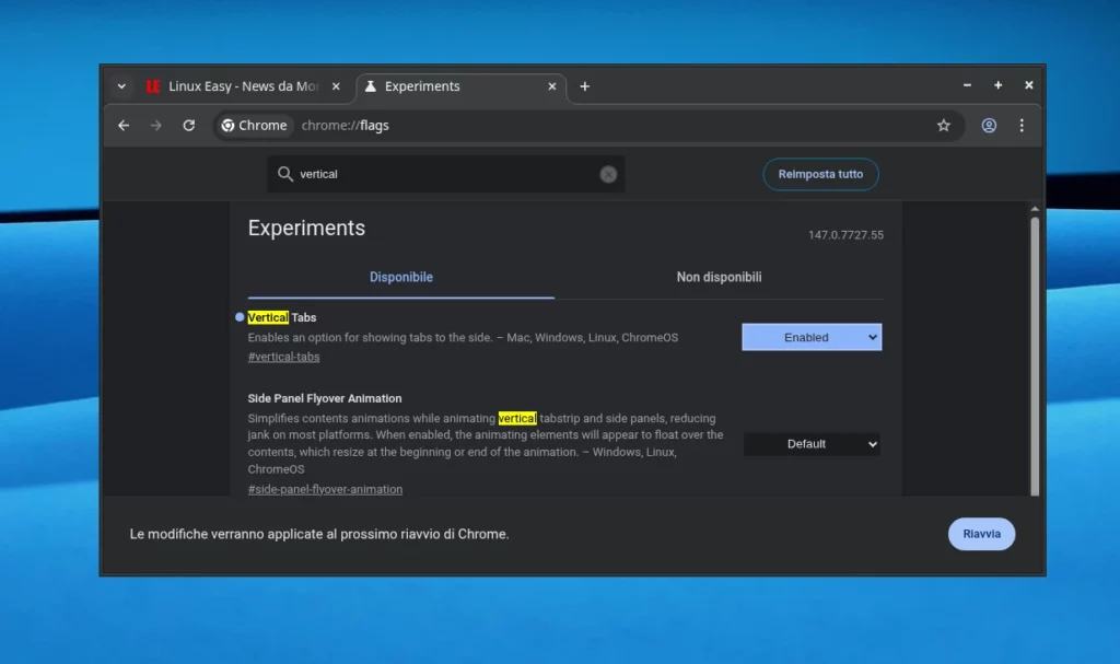 chrome enable vertical tab