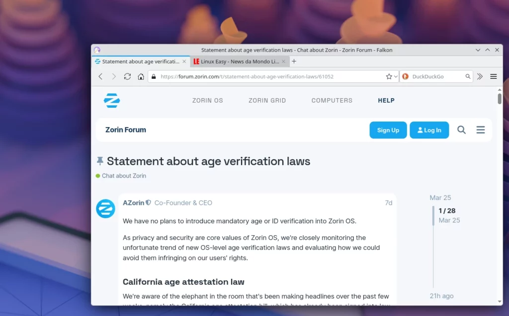 zorinos verifica eta
