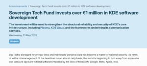 Scopri di più sull'articolo Sovereign Tech Fund investe oltre 1 milione di euro nello sviluppo software di KDE