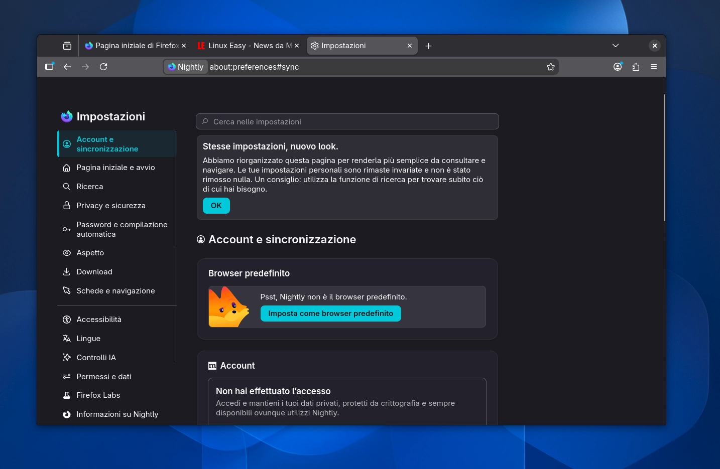 firefox 153 nightly settings