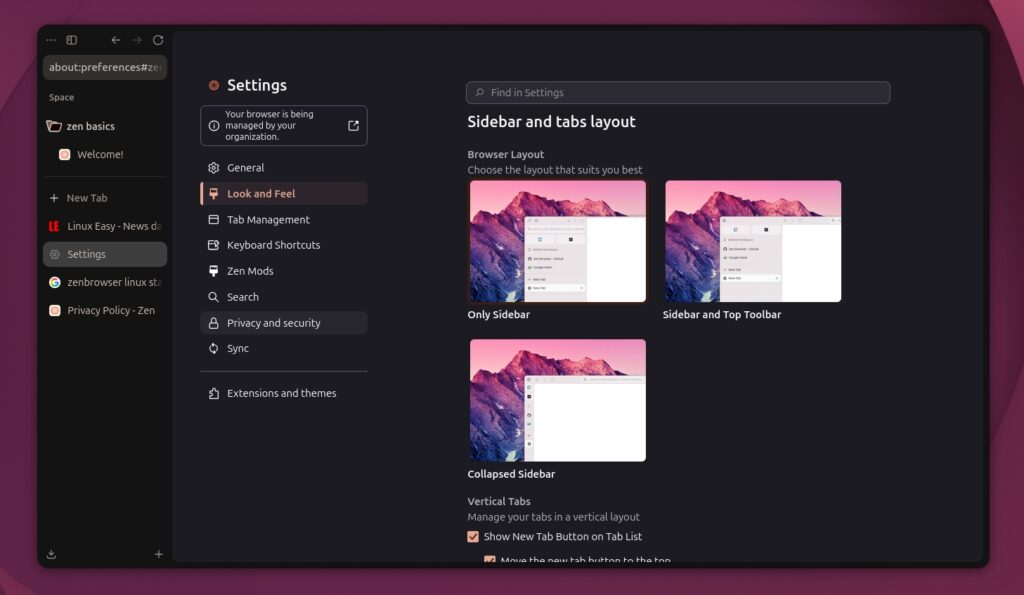 zen browser settings
