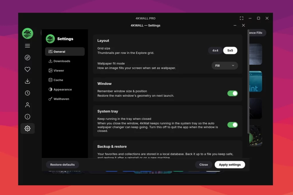4kwall l'app Linux per trovare e gestire milioni di sfondi in HD, 4K e 8K