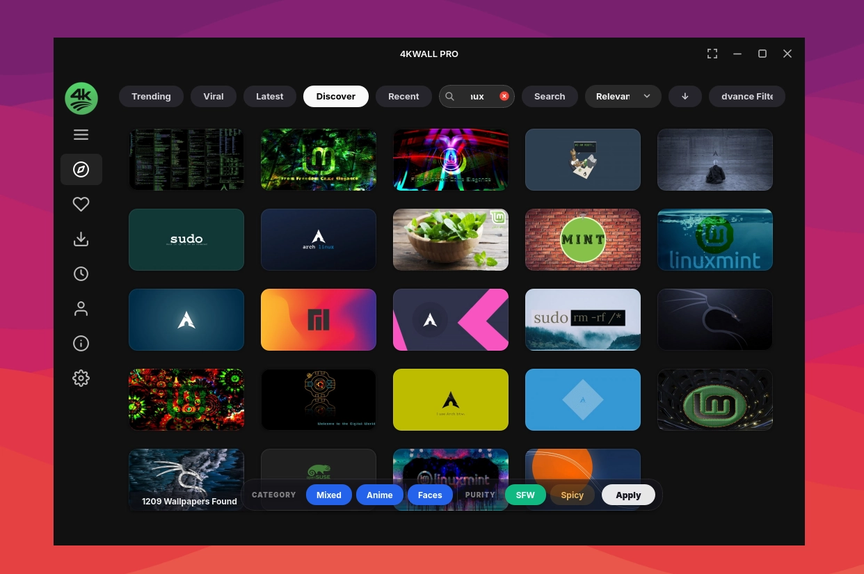 Scopri di più sull'articolo 4kwall l’app Linux per trovare e gestire milioni di sfondi in HD, 4K e 8K