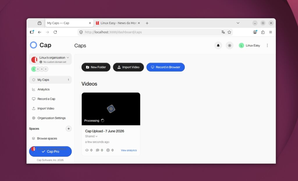 Cap Upload Video