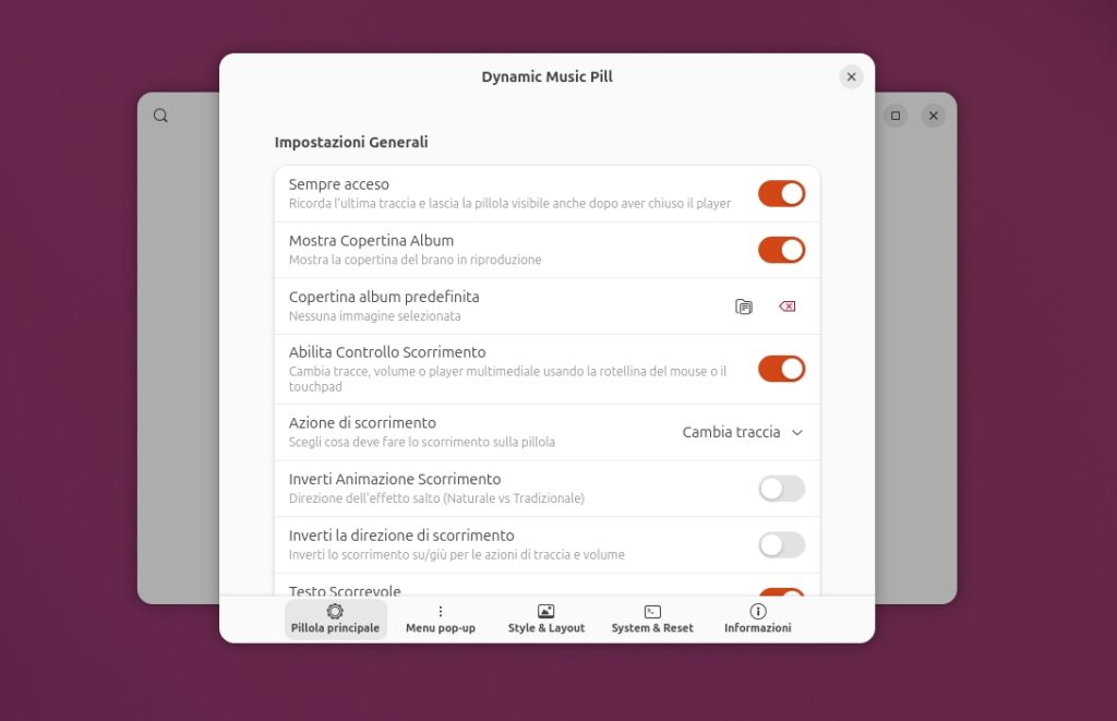 Dynamic Music Pill Settings