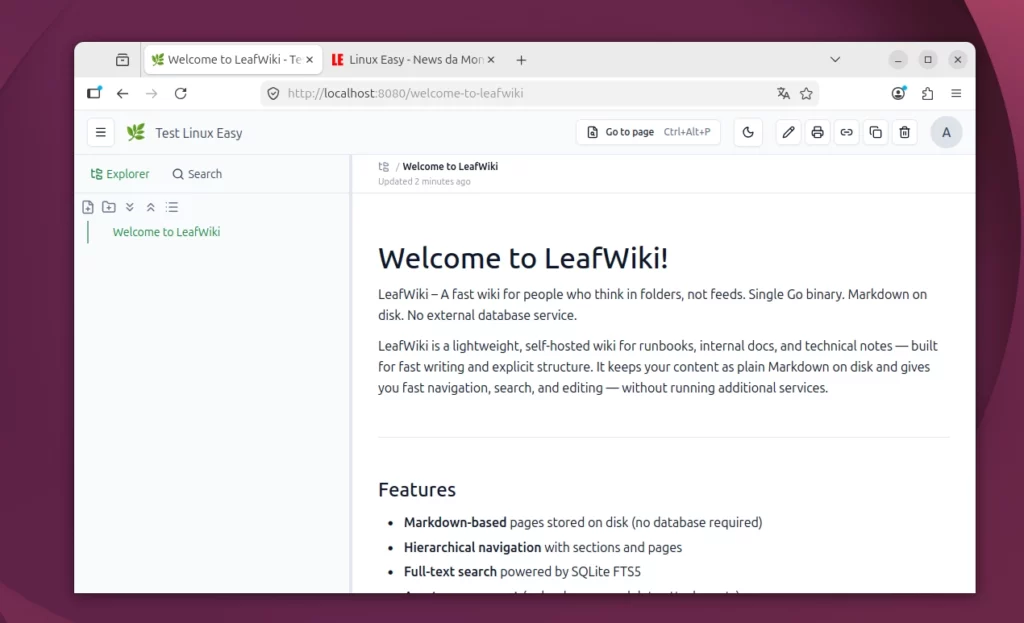 LeafWiki: la wiki self-hosted minimalista che punta sulla semplicità
