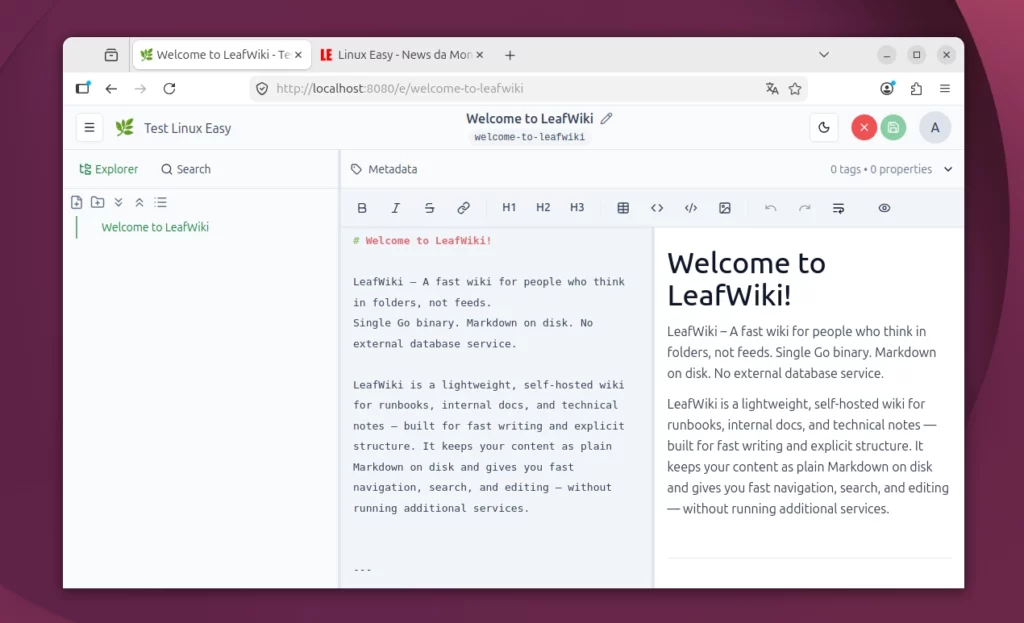 LeafWiki: la wiki self-hosted minimalista che punta sulla semplicità