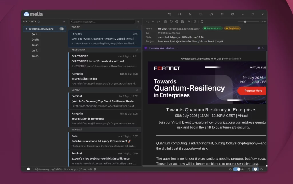 Melia: nuovo e funzionale client email per Linux