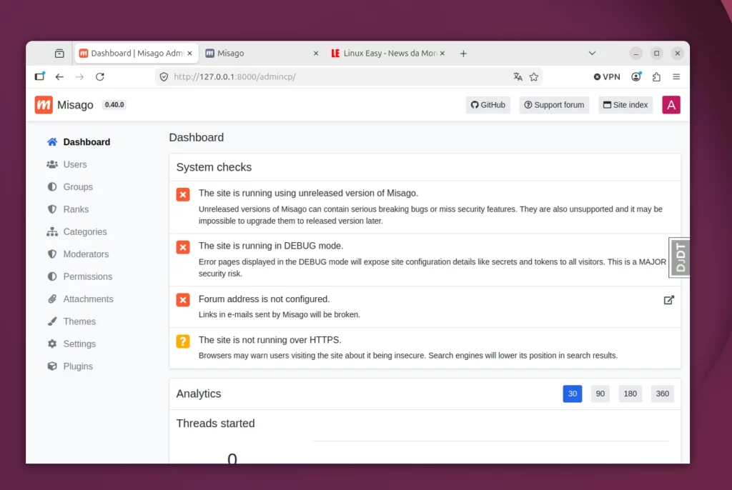 Misago self hosted per creare forum moderni e completi