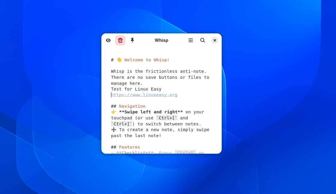 Scopri di più sull'articolo Whisp il blocco appunti veloce e gestuale per GNOME