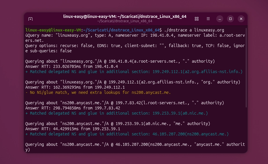 dnstrace analisi pratica del tracciamento DNS su Linux