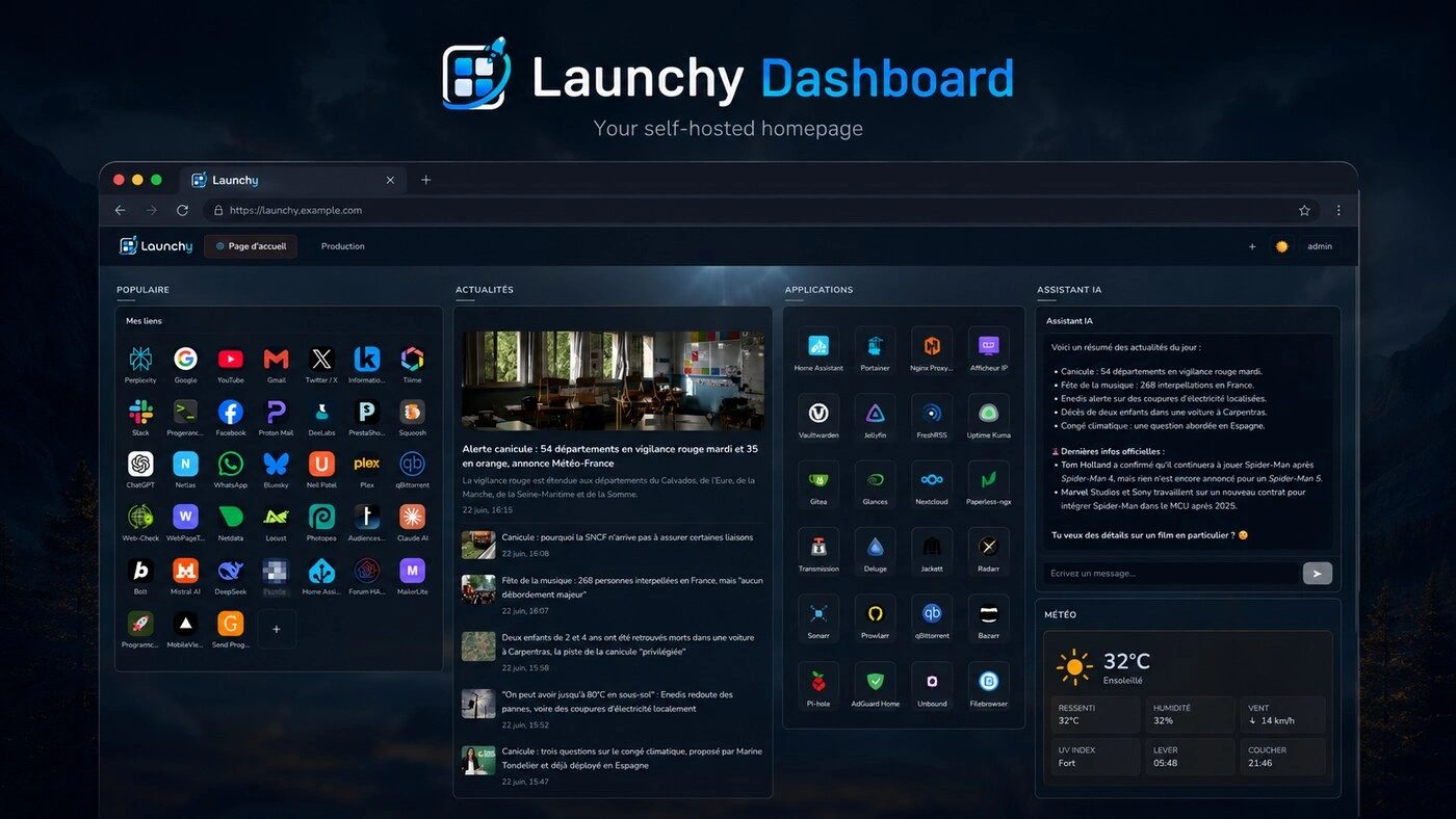 Scopri di più sull'articolo Launchy dashboard self-hosted per i tuoi bookmark e widget