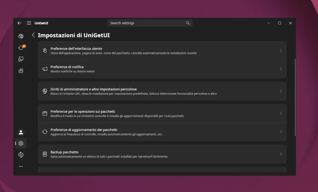 UniGetUI Settings