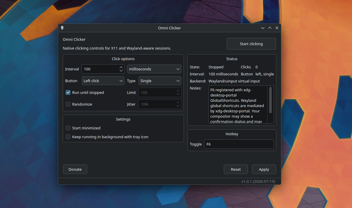 Scopri di più sull'articolo OmniClicker l’autoclicker nativo per Linux compatibile con X11 e Wayland