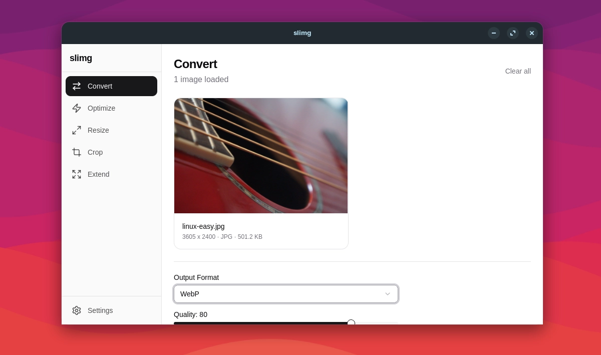 Scopri di più sull'articolo slimg ottimizza e converte immagini su Linux, Windows e Mac