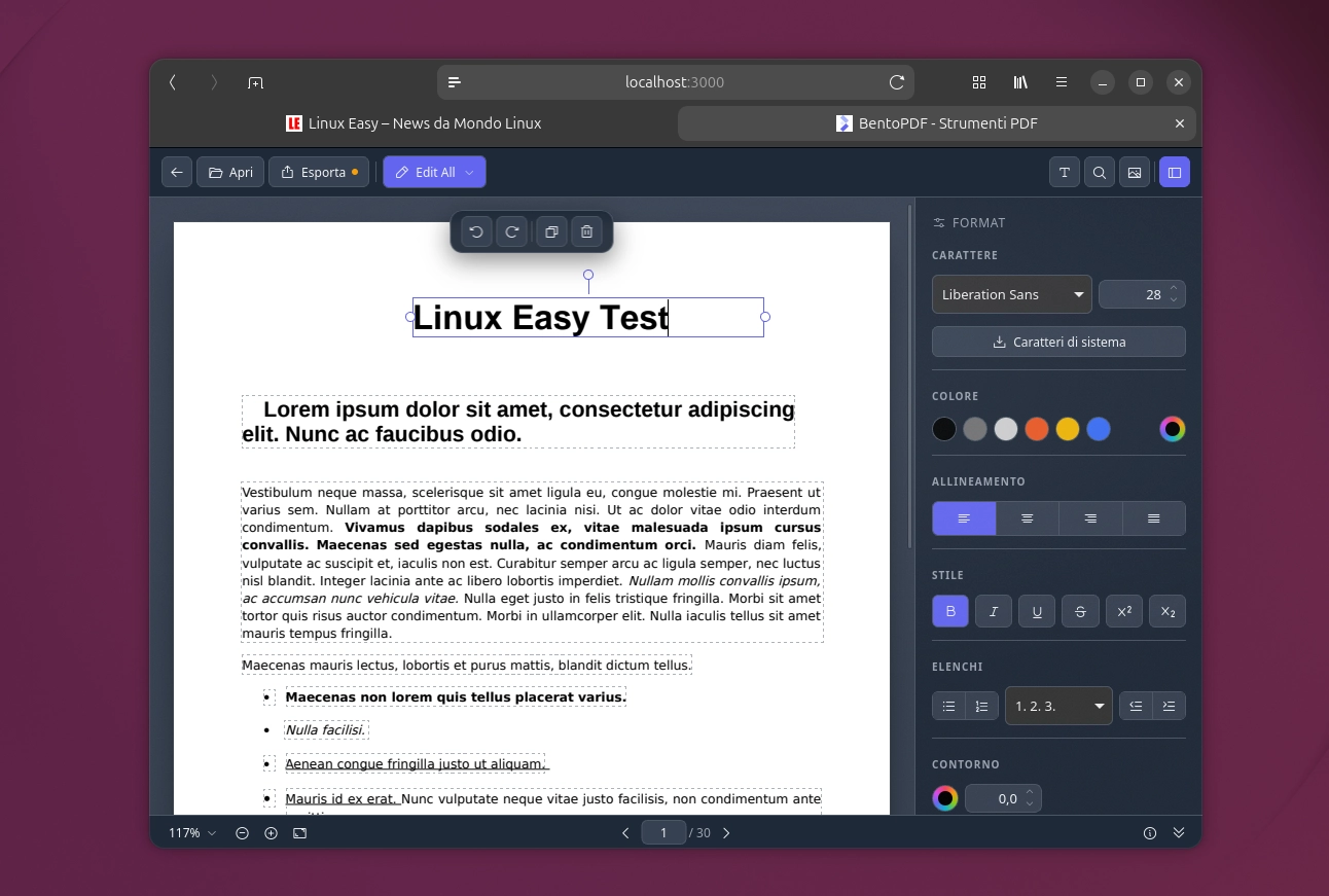Scopri di più sull'articolo BentoPDF 2.8.8 permette finalmente di modificare il testo direttamente nei PDF