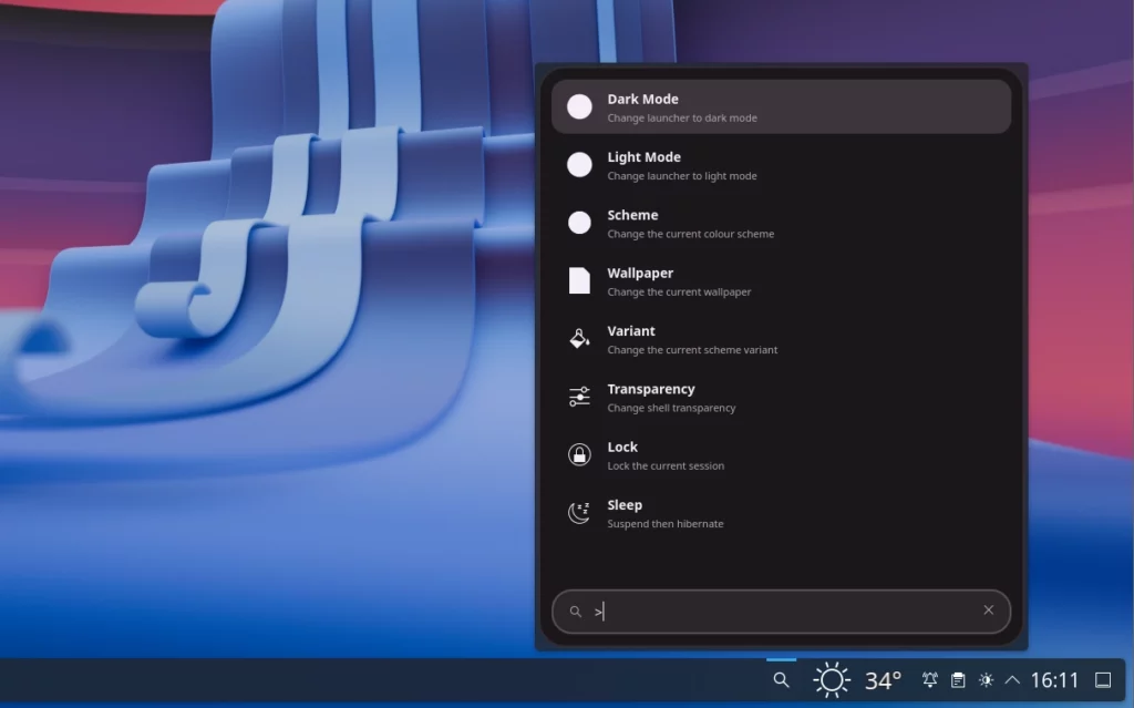 Caelestia Launcher su KDE Plasma