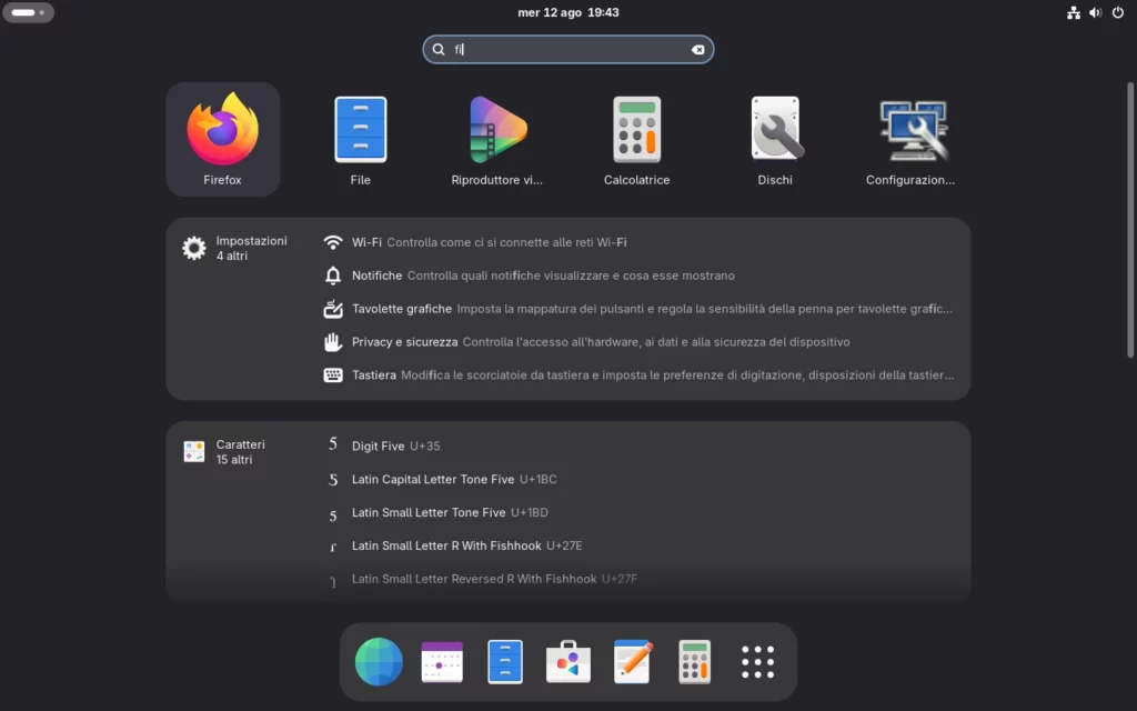 GNOME Shell Ricerca