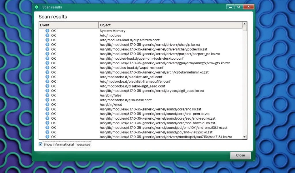Kaspersky Virus Removal Tool Scansione Risultati