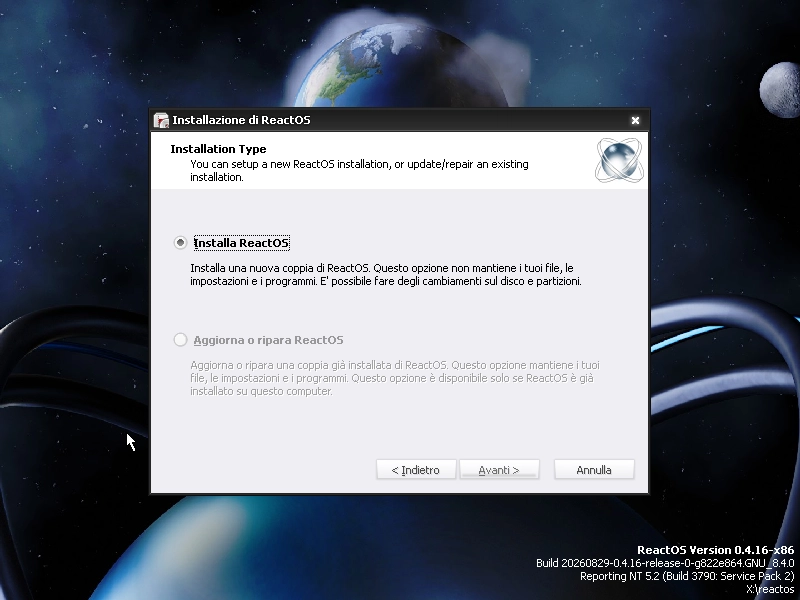 ReactOS 0.4.16 Installer