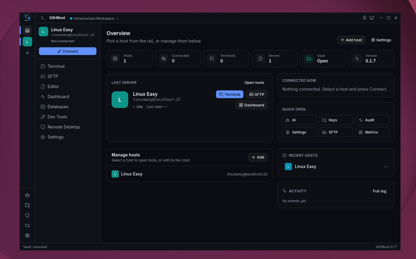 Scopri di più sull'articolo SSHBool la nuova workspace desktop per gestire infrastrutture remote