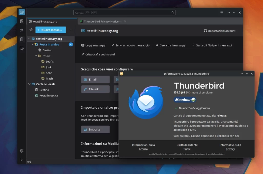 Thunderbird 154 KDE Linux
