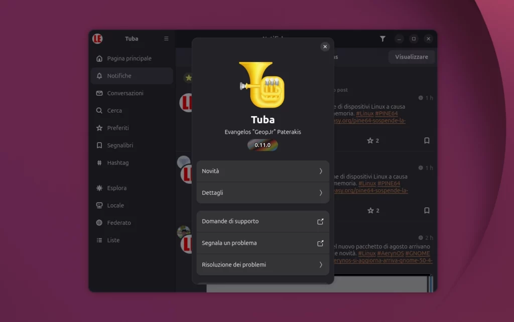 Tuba 0.11.0 Rilasciato: arriva il passaggio a Codeberg e notifiche UnifiedPush