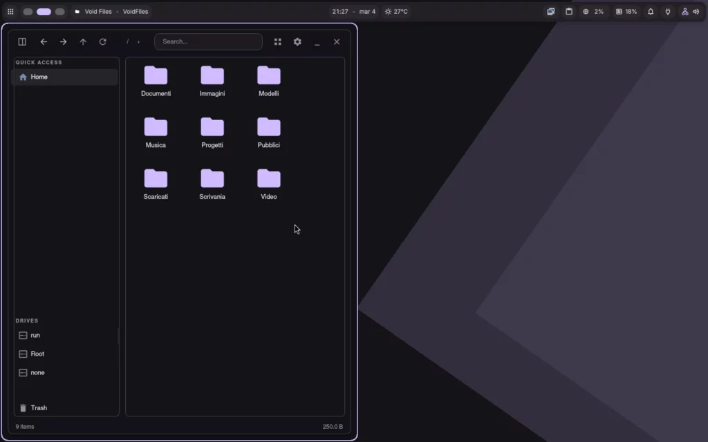 Void Files su Arch Linux con Niri