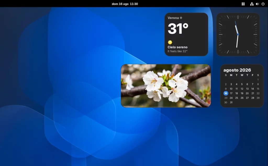 Widgets su GNOME Shell