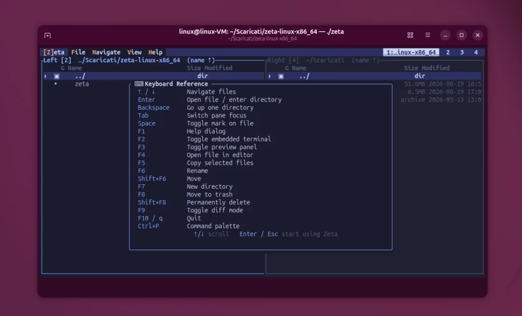 Zeta File Manager su Ubuntu Linux