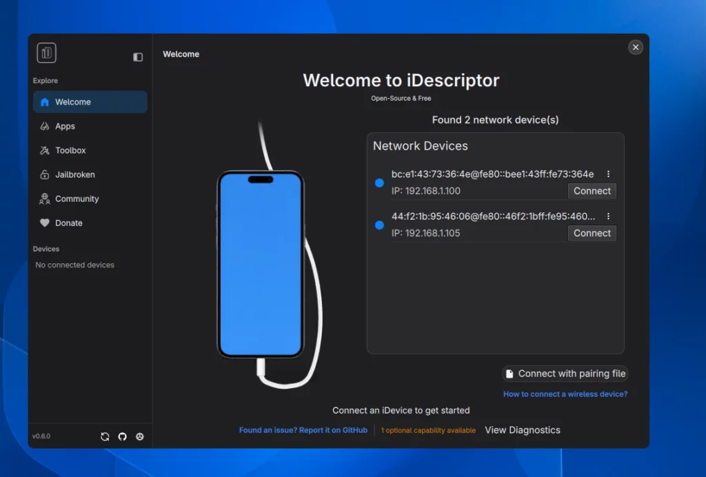 iDescriptor GNOME Linux