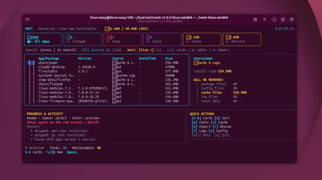 veet su Ubuntu Linux
