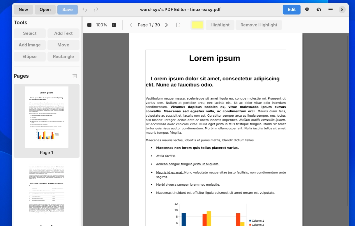 Scopri di più sull'articolo word-sys’s PDF Editor: il completo editor PDF open source per Linux