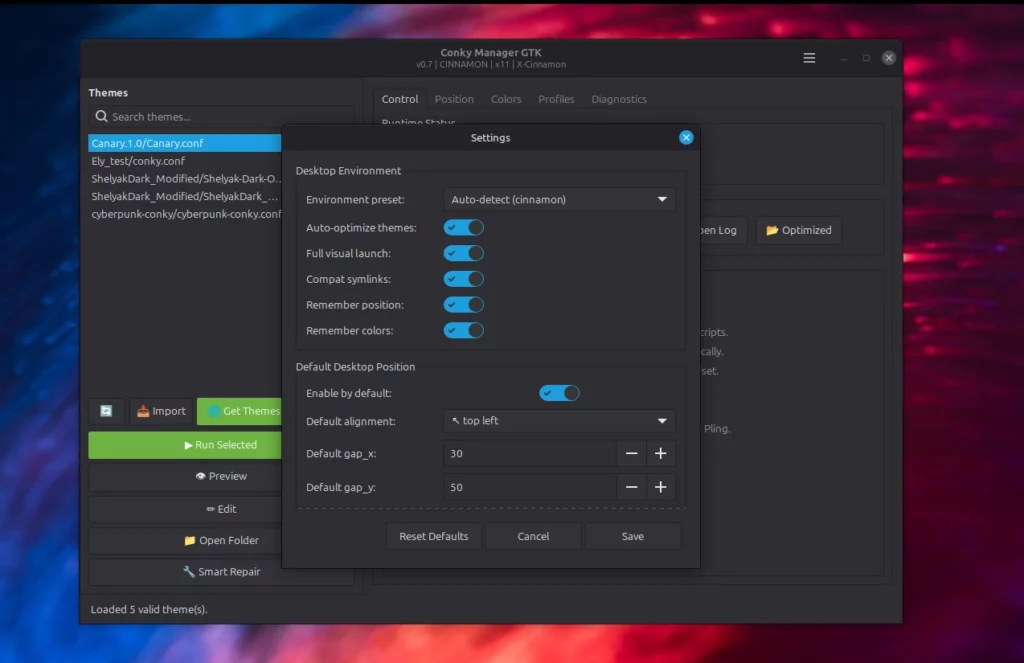 Conky Manager GTK Settings