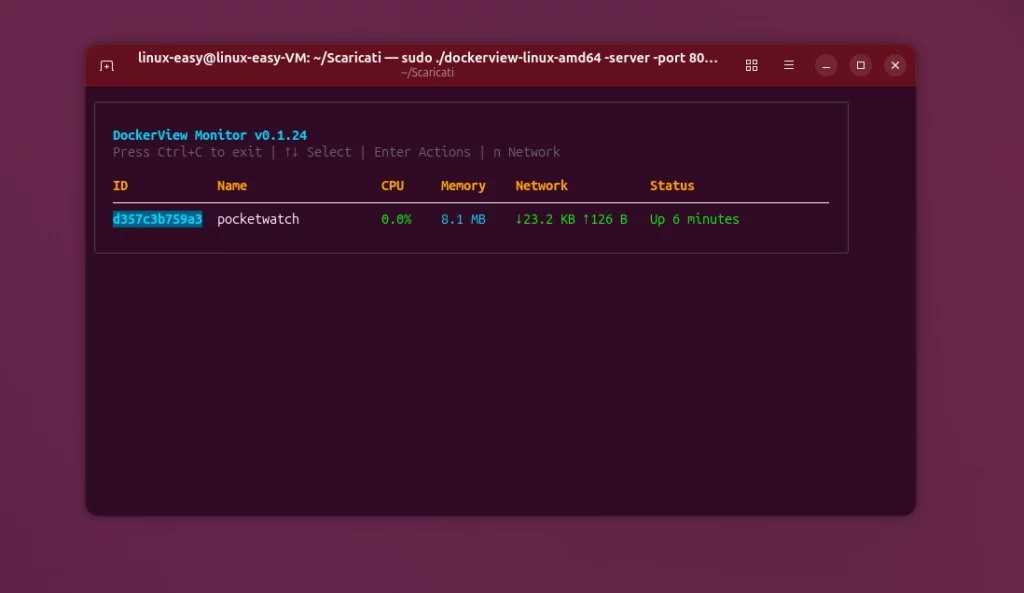 DockerView cli linux